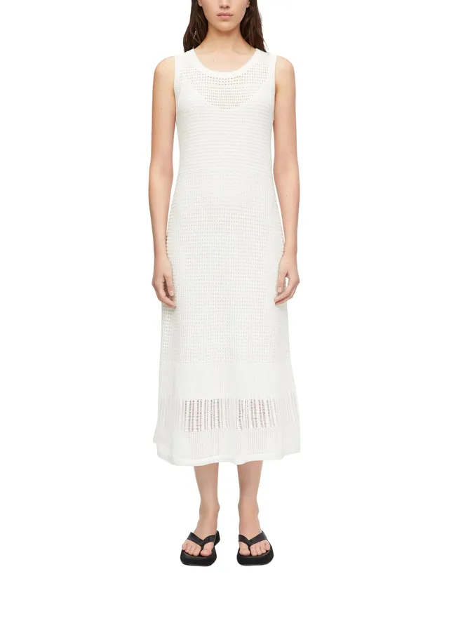 comma-strickkleid-ajour-fit-and-flare-midi-hell-gr-40 image 1