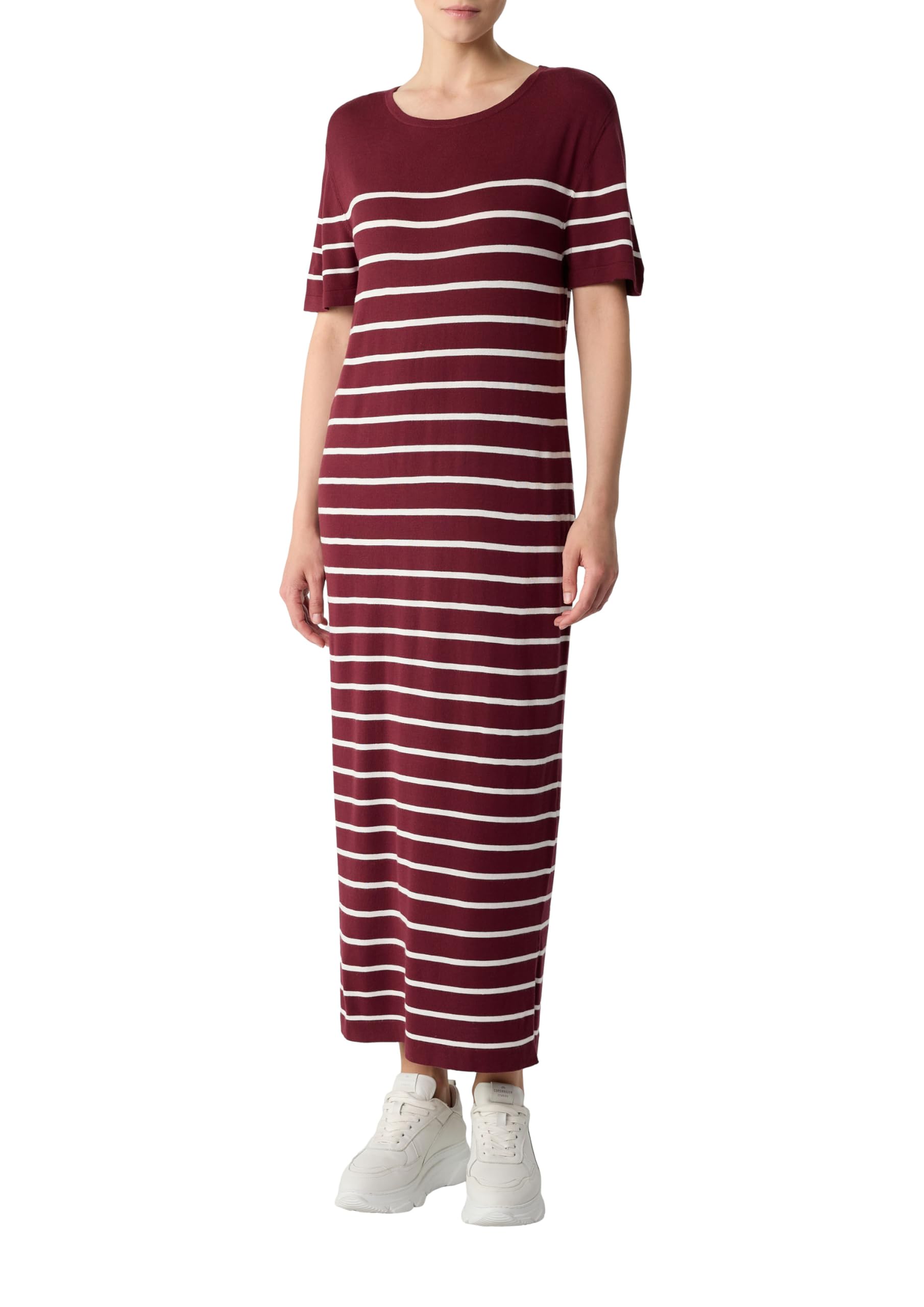 comma-midikleid-feinstrick-gr-34-bordeaux-gestreift image 1