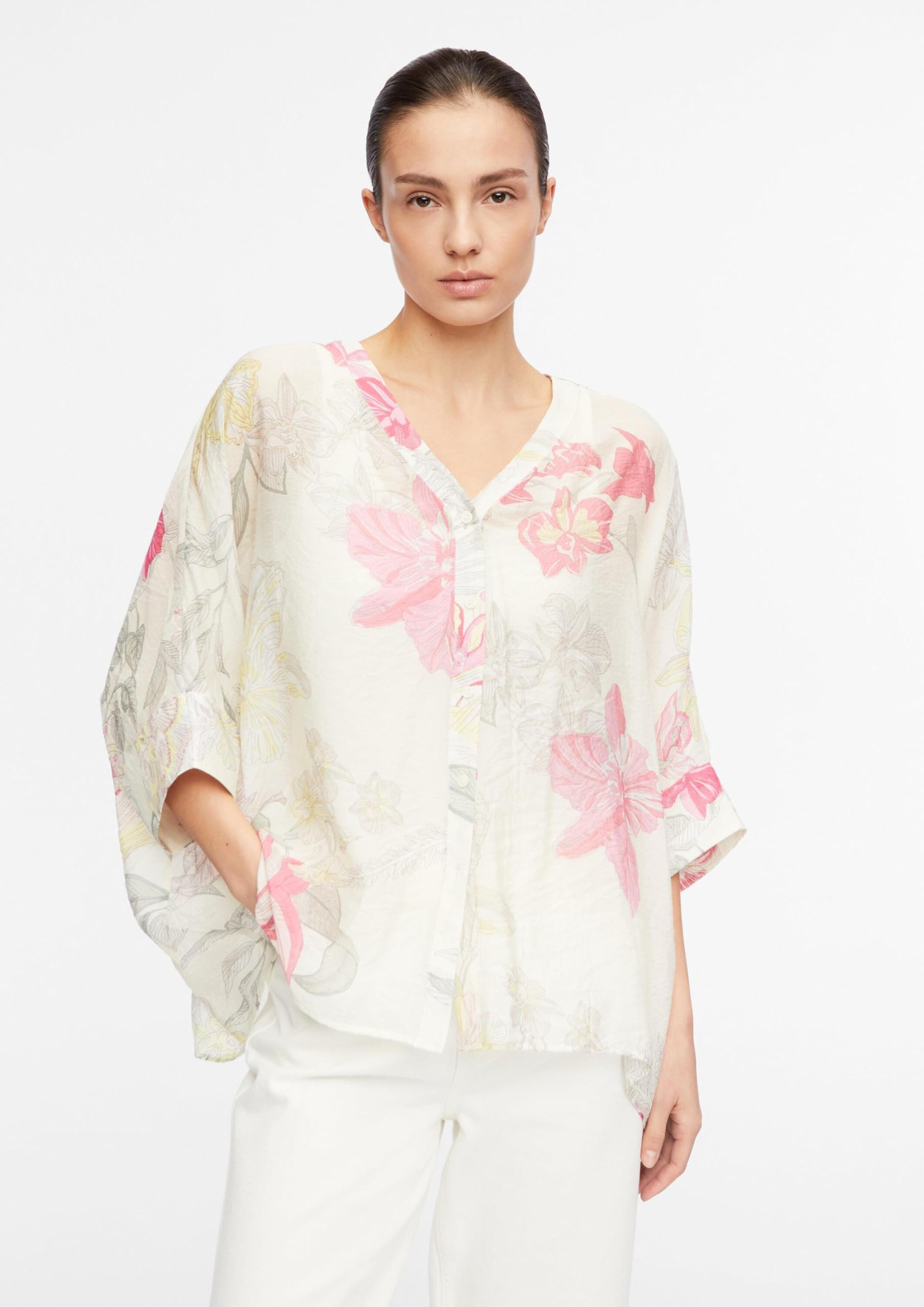 comma-poncho-bluse-chiffon-allover-print-viskose-beige-xl image 4
