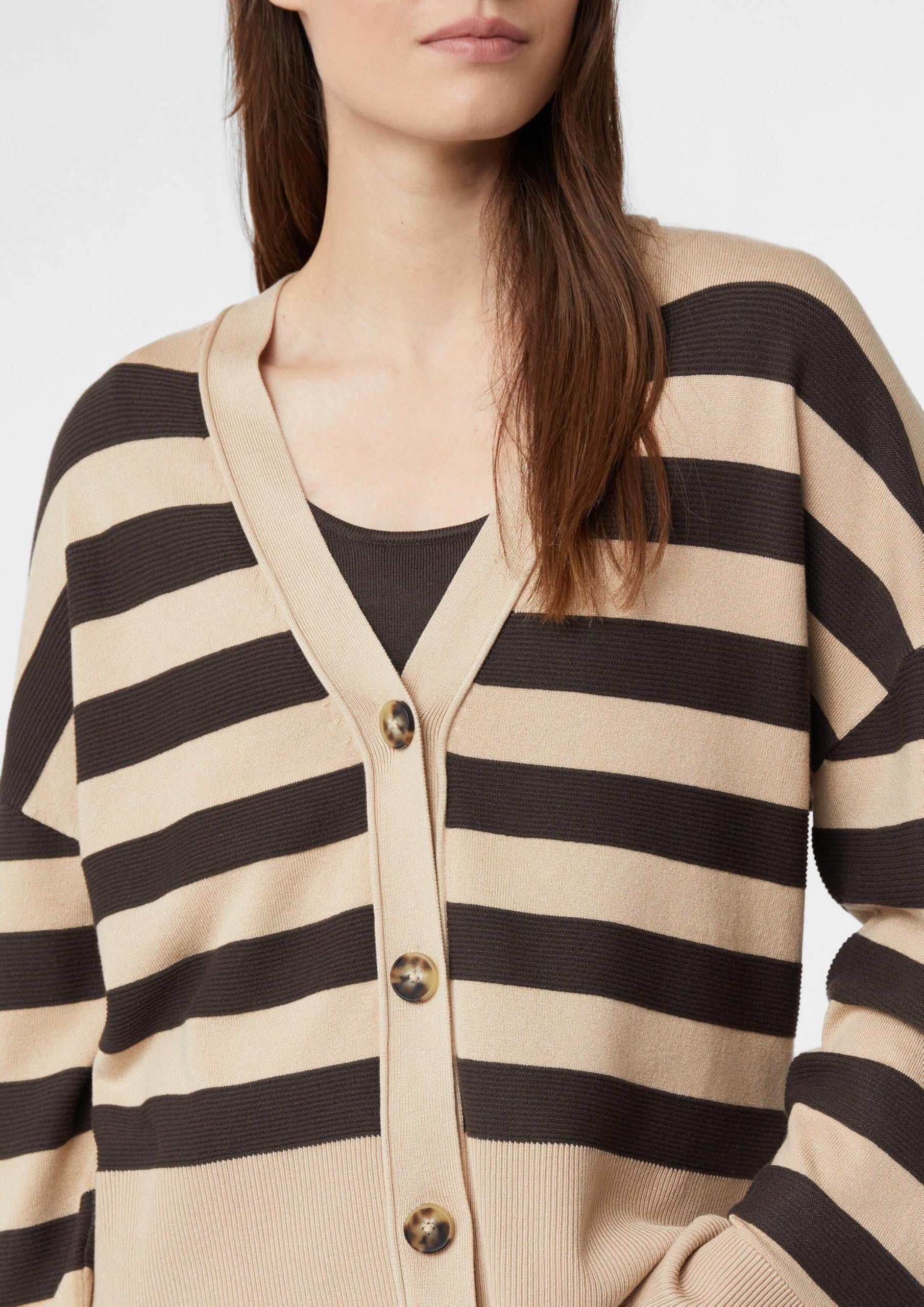 comma-cardigan-gestreift-damen-boxy-strickjacke-creme-beige image 3