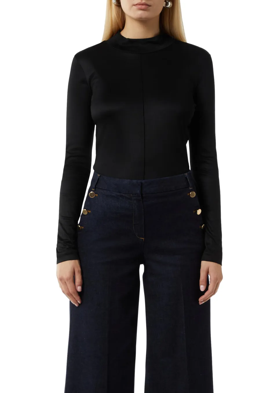 comma-tops-viskoseshirt-longsleeve-9999-schwarz-schimmernd image 1