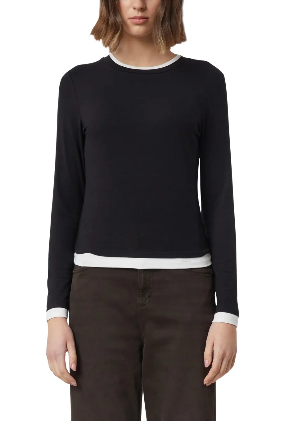 comma-langarm-shirt-viskose-top-wei-38-slim-fit image 1