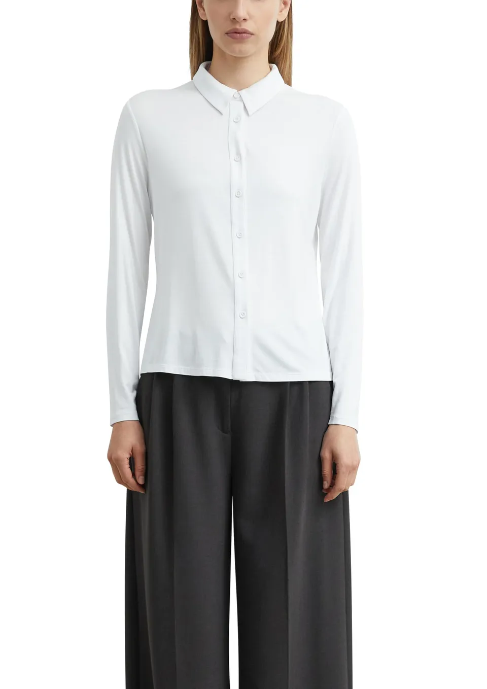 comma-bluse-jersey-t-shirt-gr-34-regular-hemdkragen-knopfleiste image 1