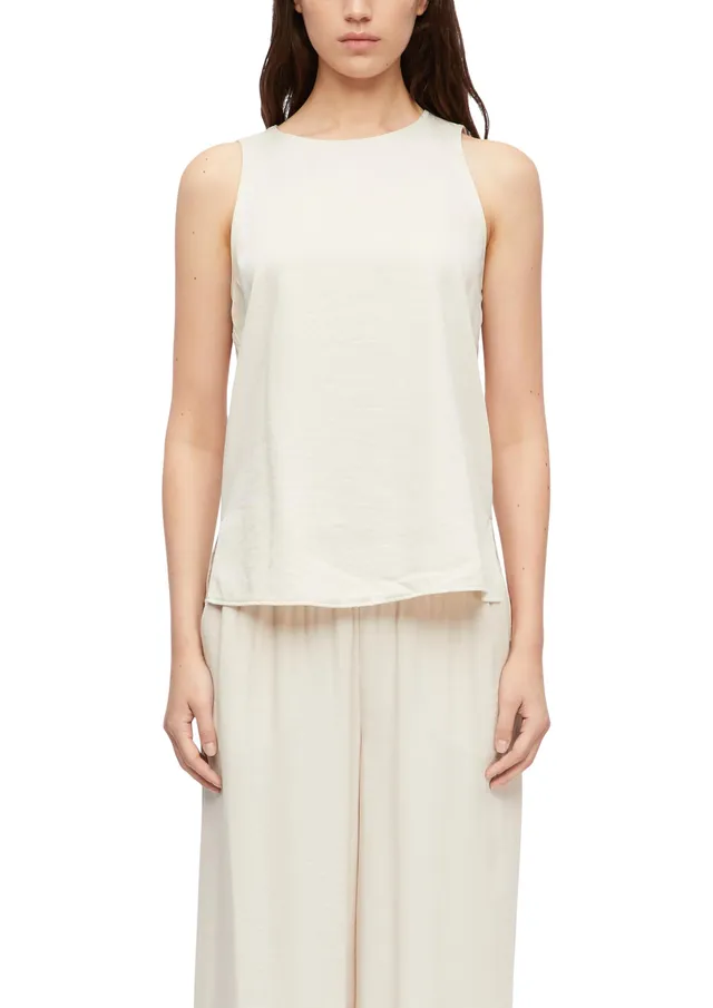 comma-blouses-damenbluse-rmellos-samt-satin-rundhals image 1
