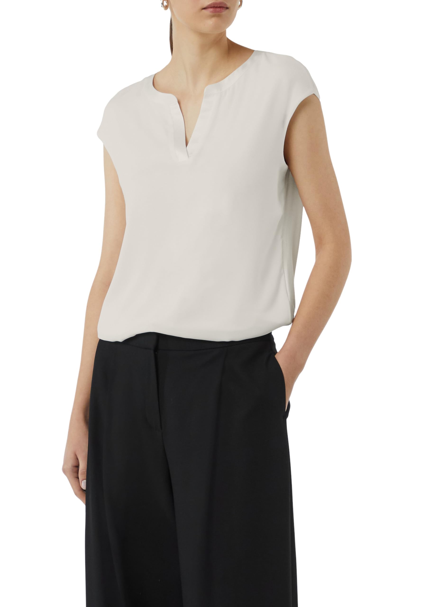 comma-blusenshirt-mit-satinblende-viskosemix-beige image 8
