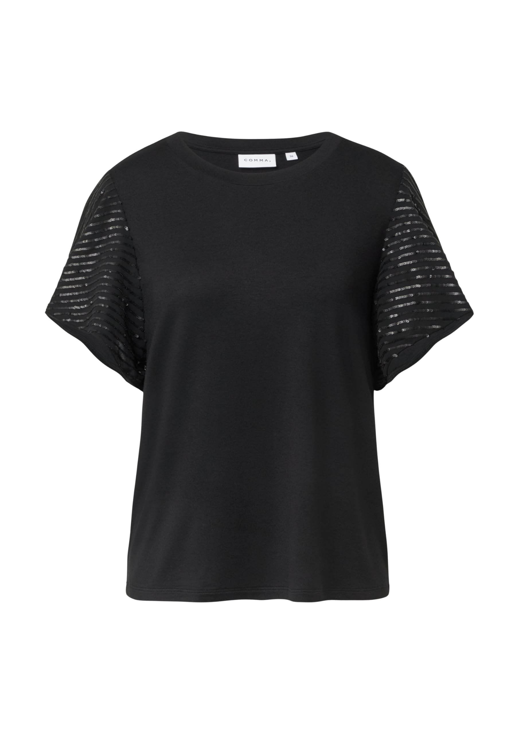 comma-t-shirt-mit-pailletten-volant-rmeln-damen-gr-e-36 image 4