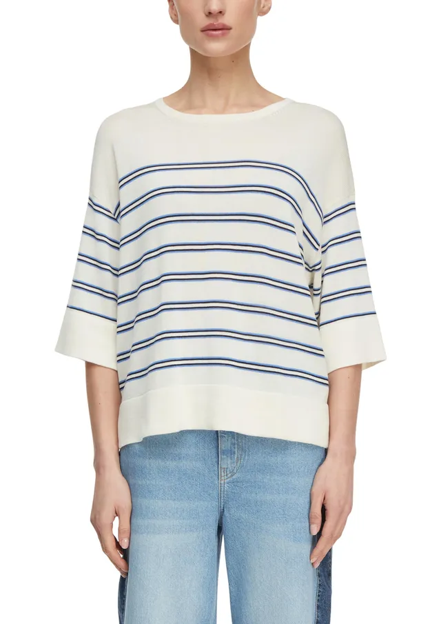 comma-knitwear-strickpullover-gestreift-kurzarm-gr-l-relaxed-fit image 1