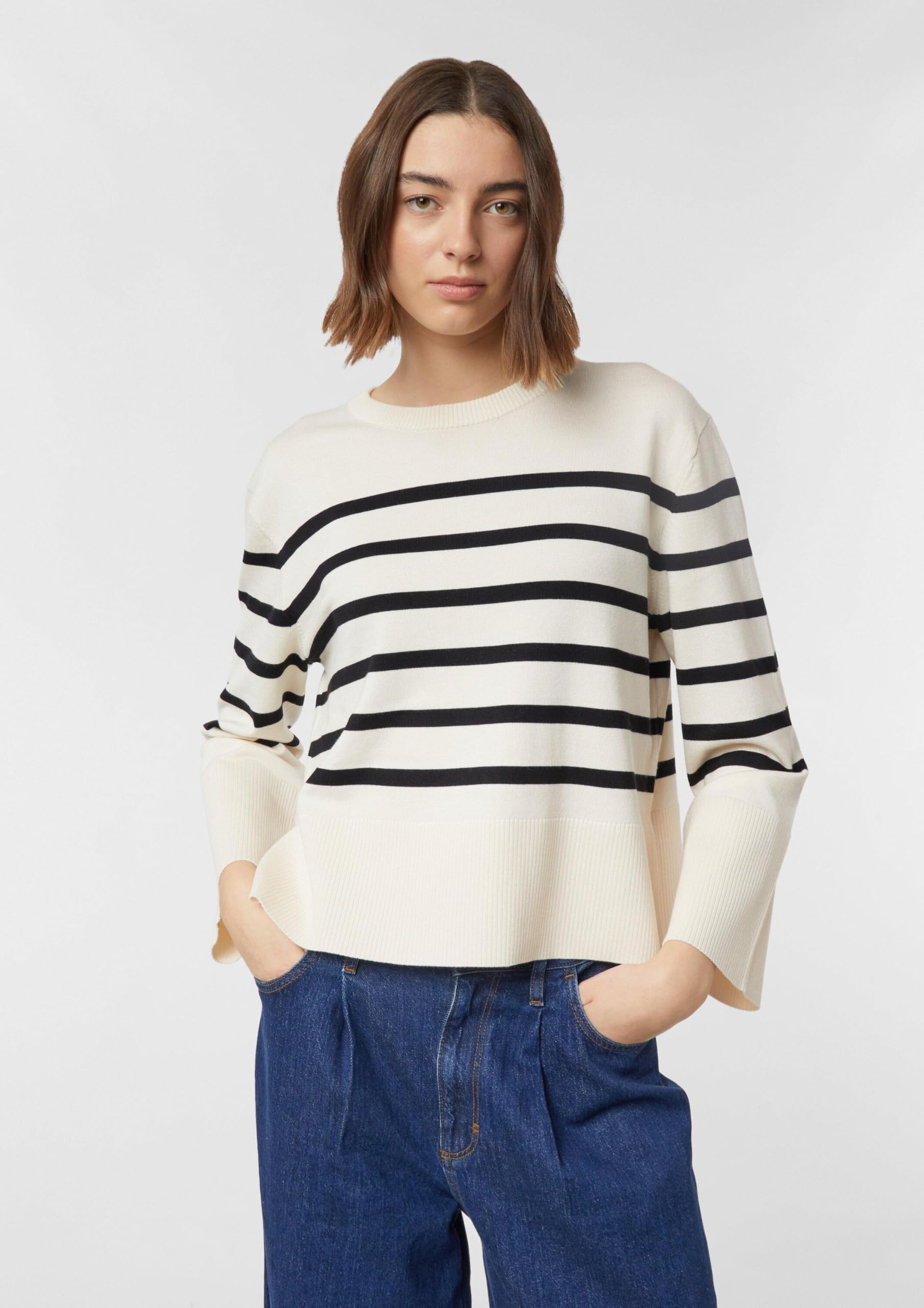 comma-streifenpullover-blau-wei-weite-rmel-strick image 6