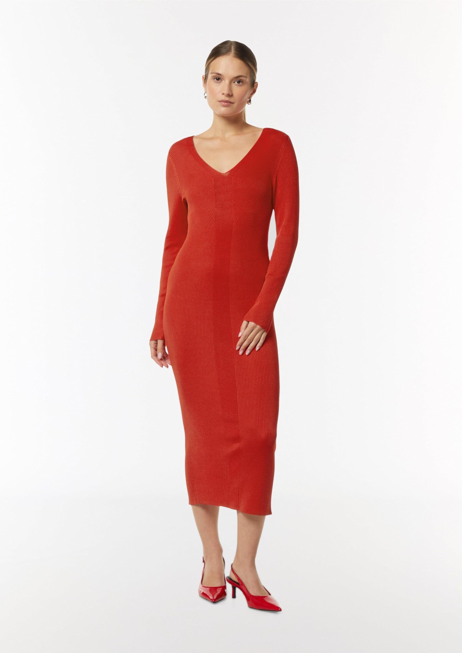 comma-slim-fit-kleid-v-ausschnitt-damenkleid-gr-44-schwarz image 6