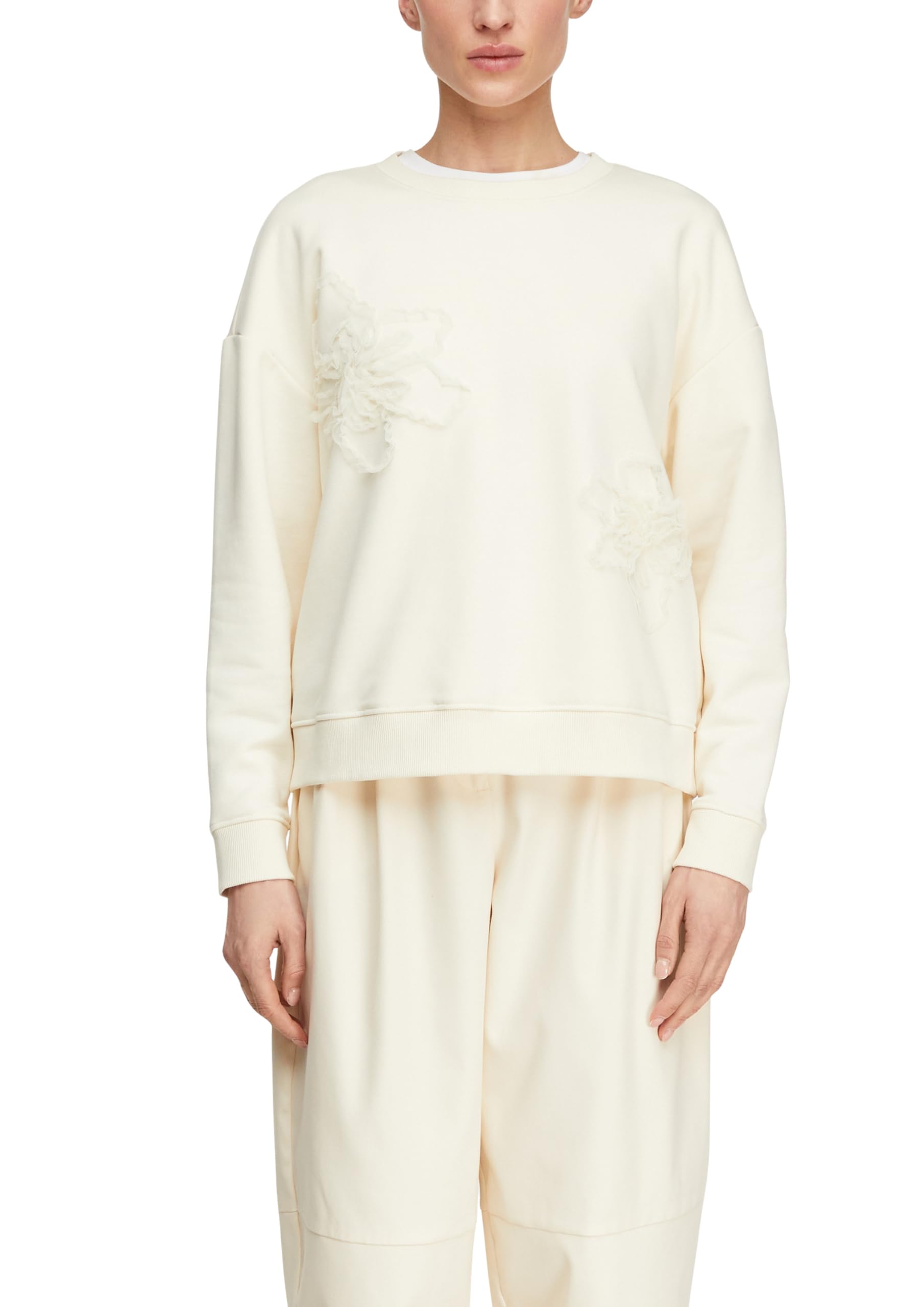 comma-sweatshirt-blumenapplikation-relaxed-fit-baumwolle image 1