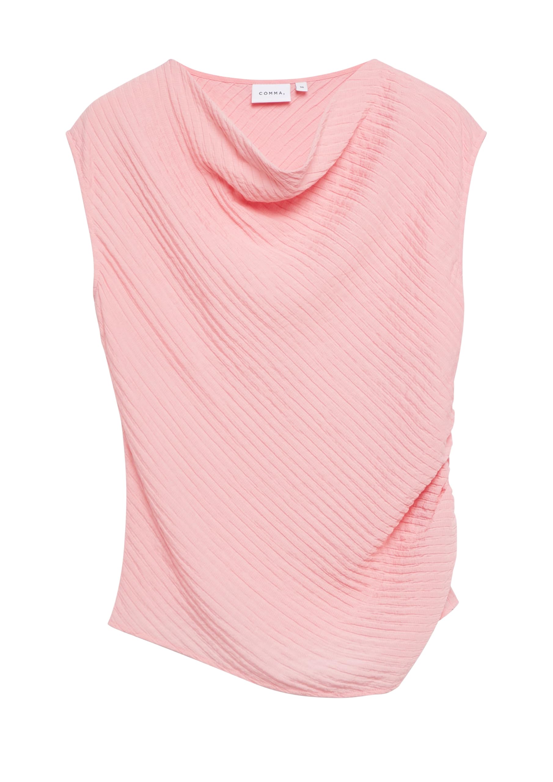 comma-blouses-seersucker-raffung-wasserfall-bluse-rosa-kurzarm image 3