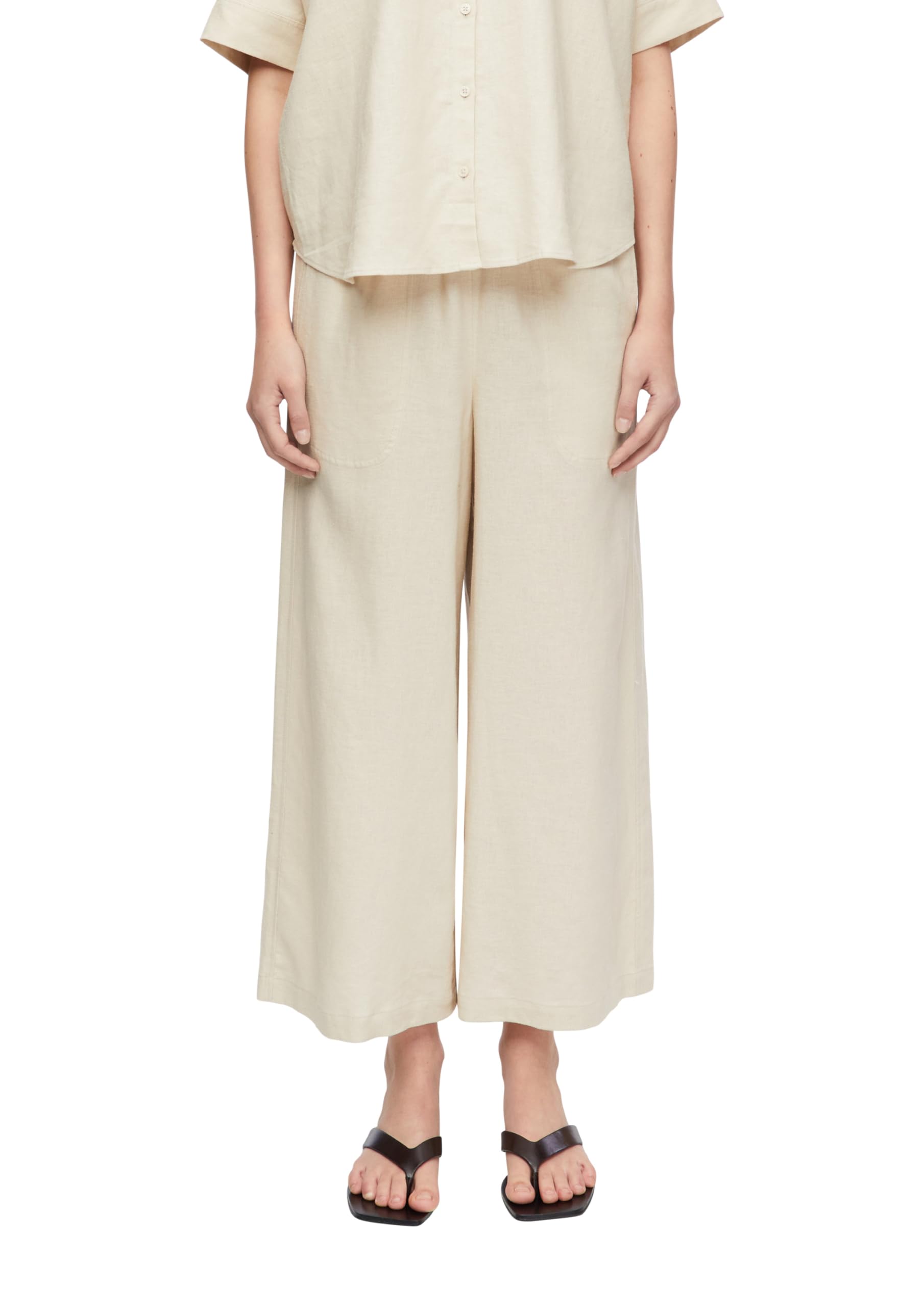 comma-trousers-culotte-gr-beige-viskosemix-streifen image 1