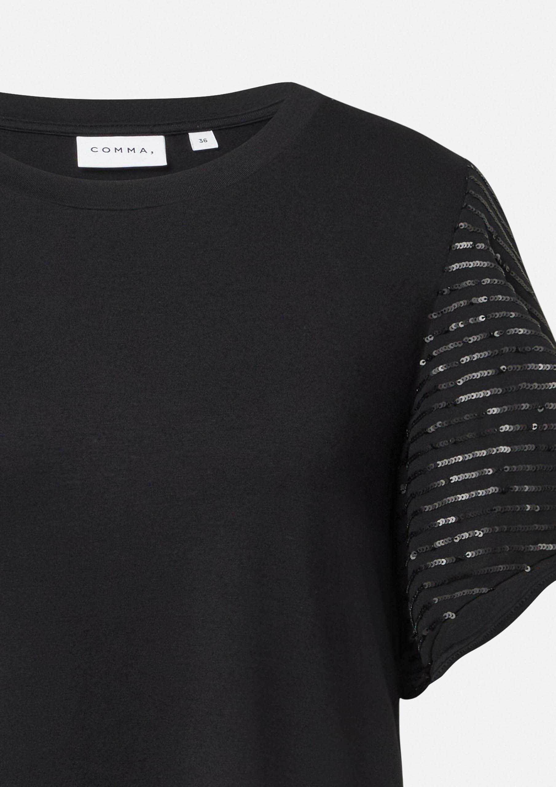 comma-t-shirt-mit-pailletten-volant-rmeln-damen-gr-e-36 image 6