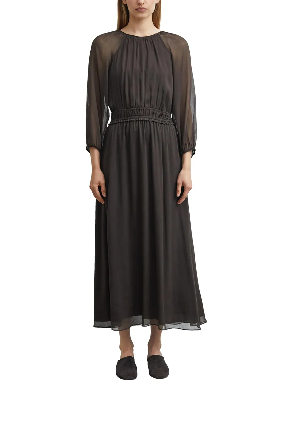 comma-maxikleid-chiffon-gr-38-langarm-semi-transparent image 1