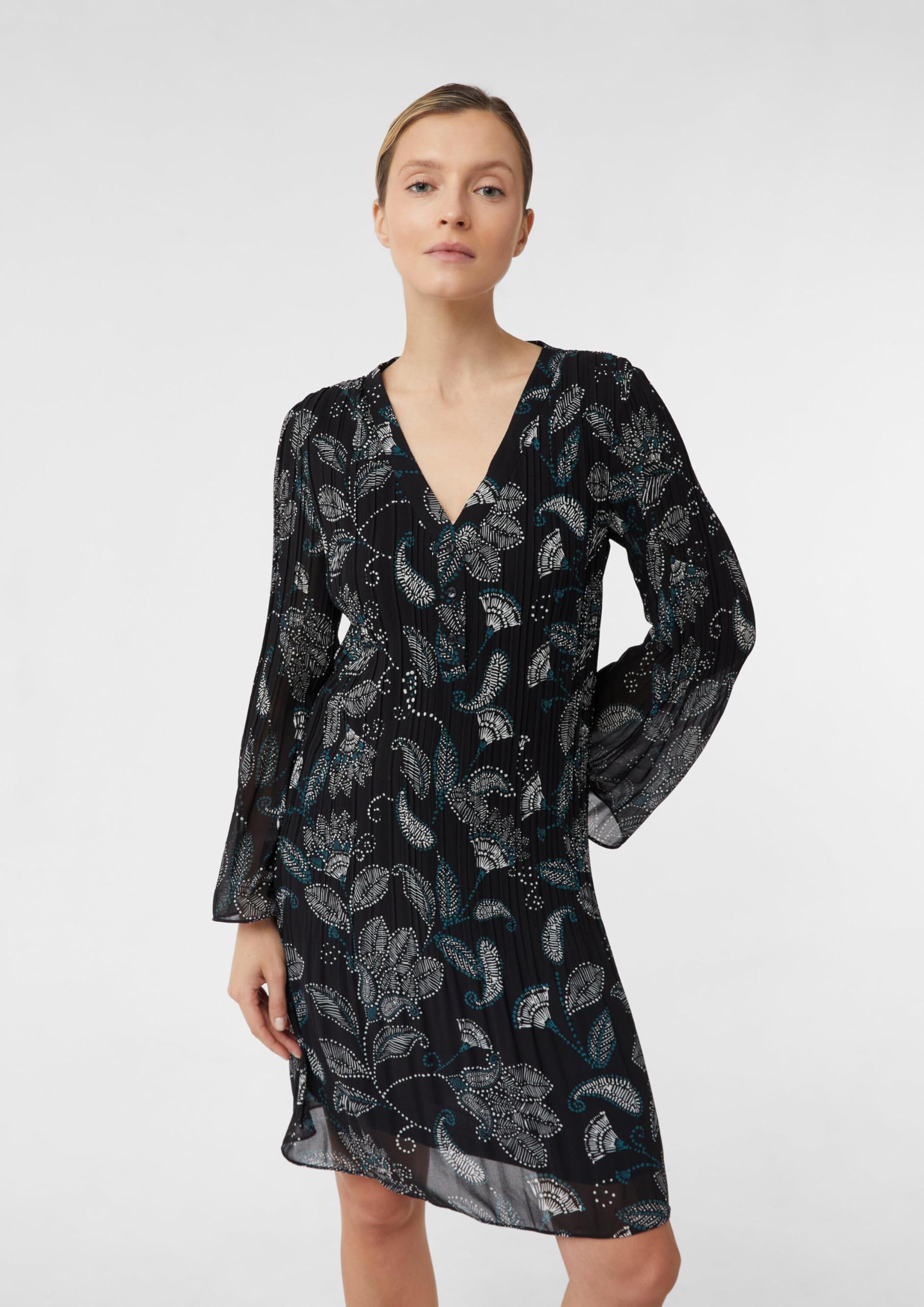 comma-blusenkleid-plissee-optik-midikleid-langarm-gr-e-32 image 6