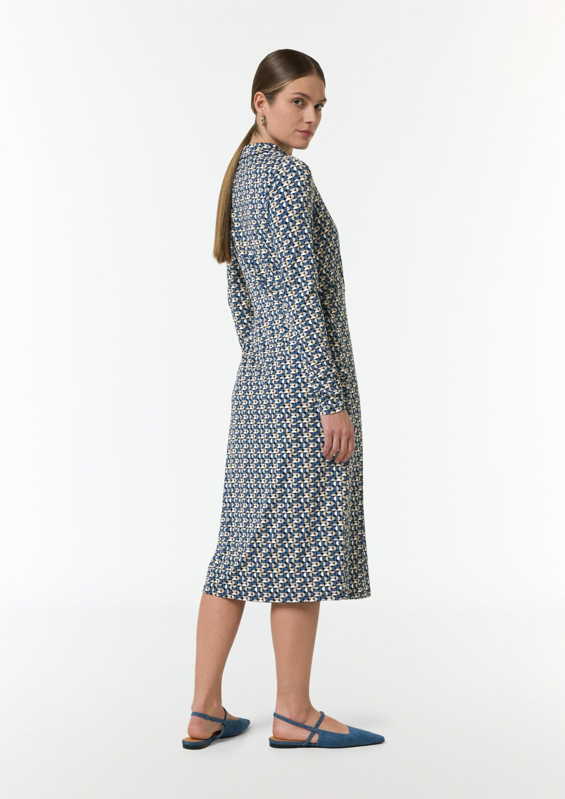 comma-midikleid-gr-42-navy-wickeloptik-allover-print image 7