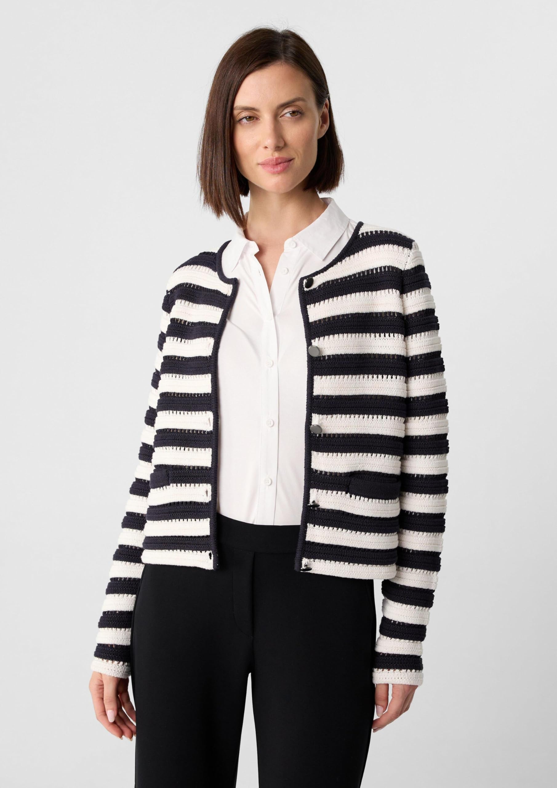 comma-strickjacke-2168921-damen-schiefergrau-cardigan-gestreift image 3
