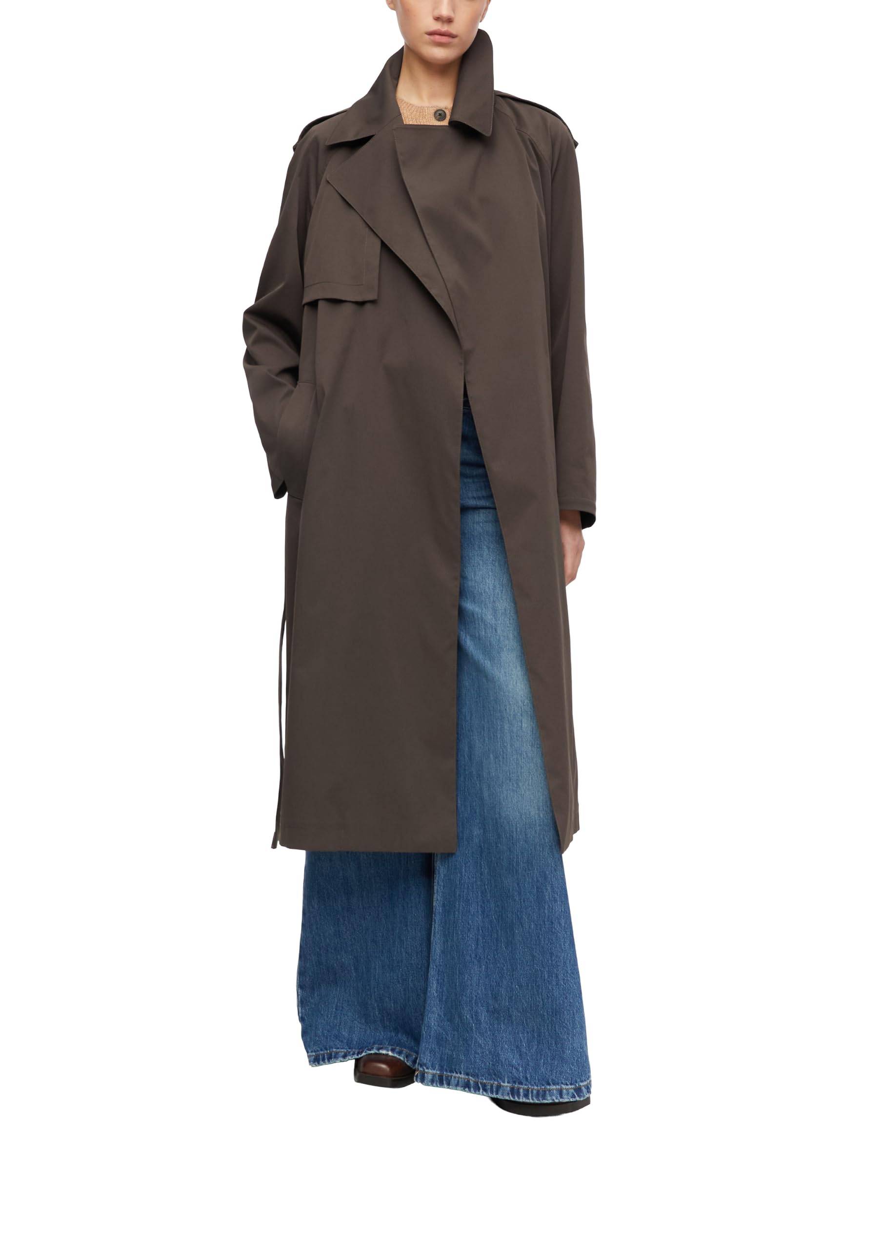 comma-trenchcoat-relaxed-fit-mantel-damen-bindeg-rtel-twill image 1