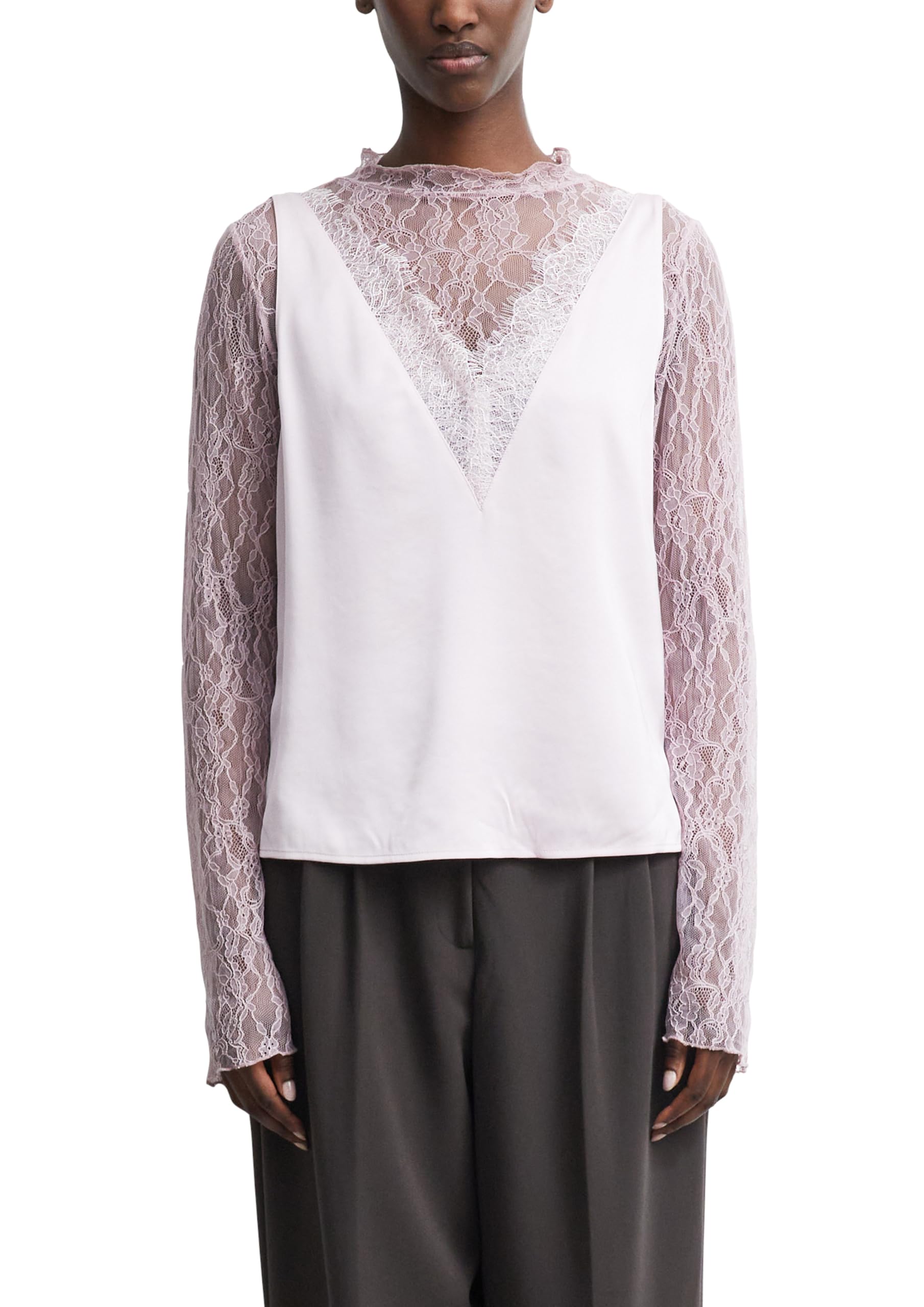 comma-bluse-v-ausschnitt-spitze-wei-satin image 8