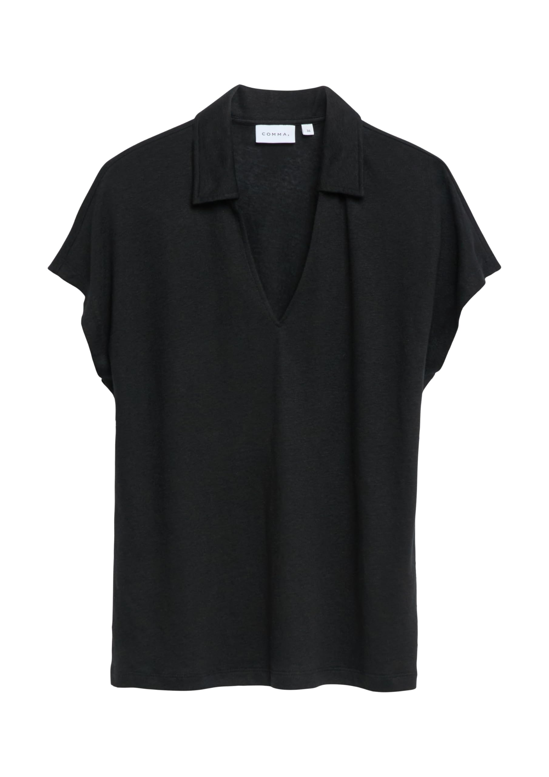 comma-polo-shirt-leinenmix-poloshirt-damen-gr-e-48-v-ausschnitt image 3