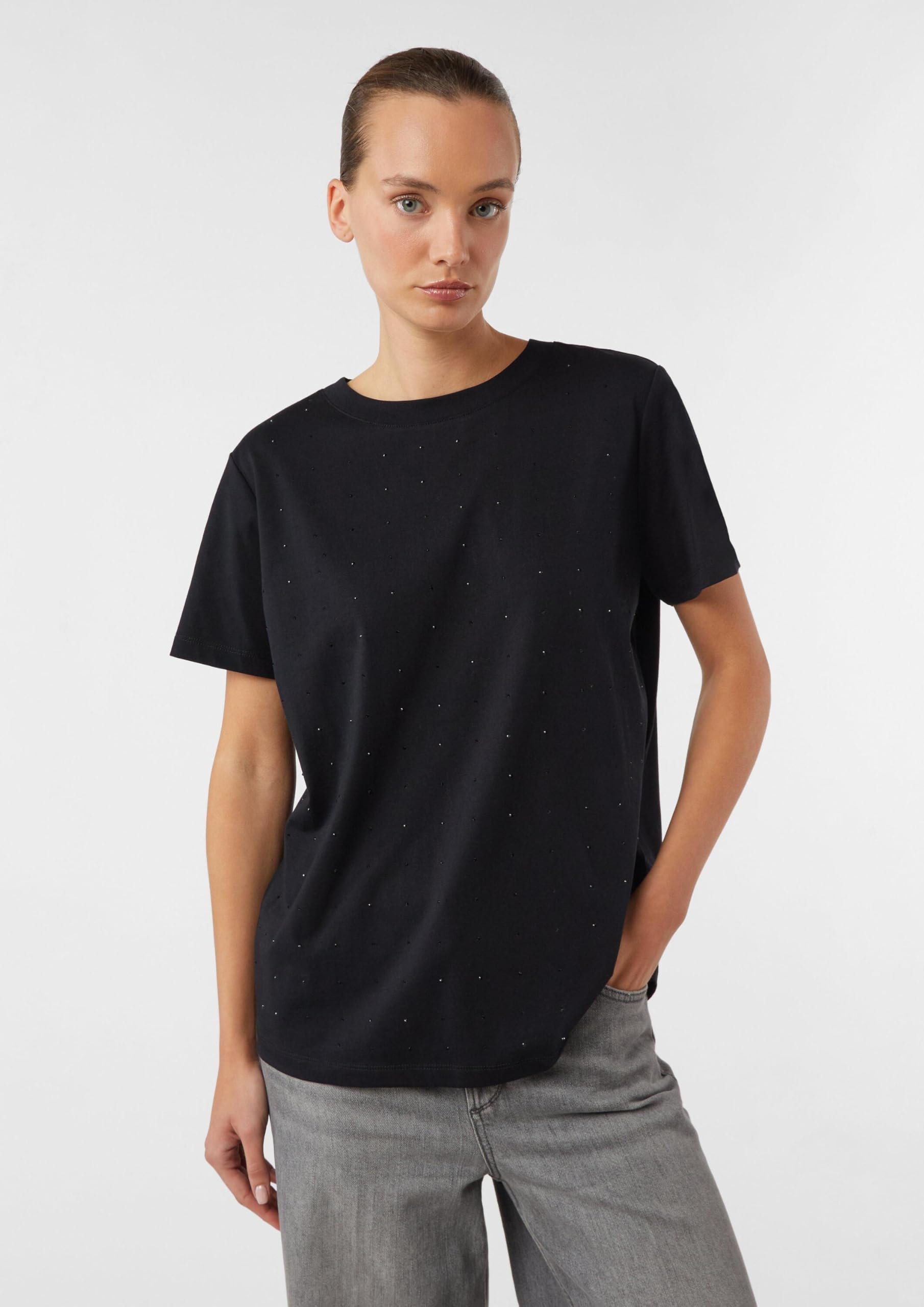 comma-t-shirt-schmucksteine-kurzarm-schwarz-dezent image 3