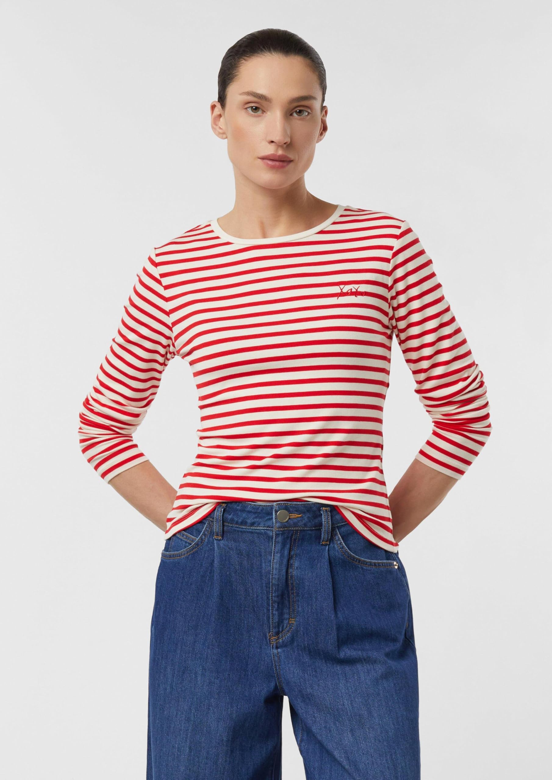 comma-t-shirt-langarm-slim-fit-damen-40-gestreift image 3