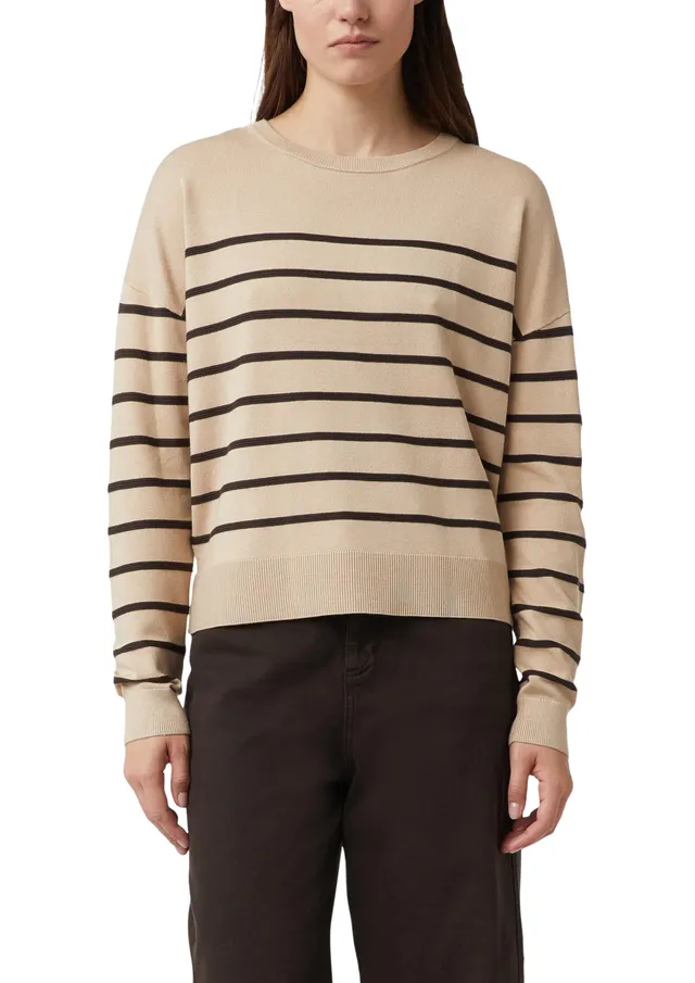 comma-feinstrickpullover-damen-gr-40-beige-strukturstreifen-viskose image 1