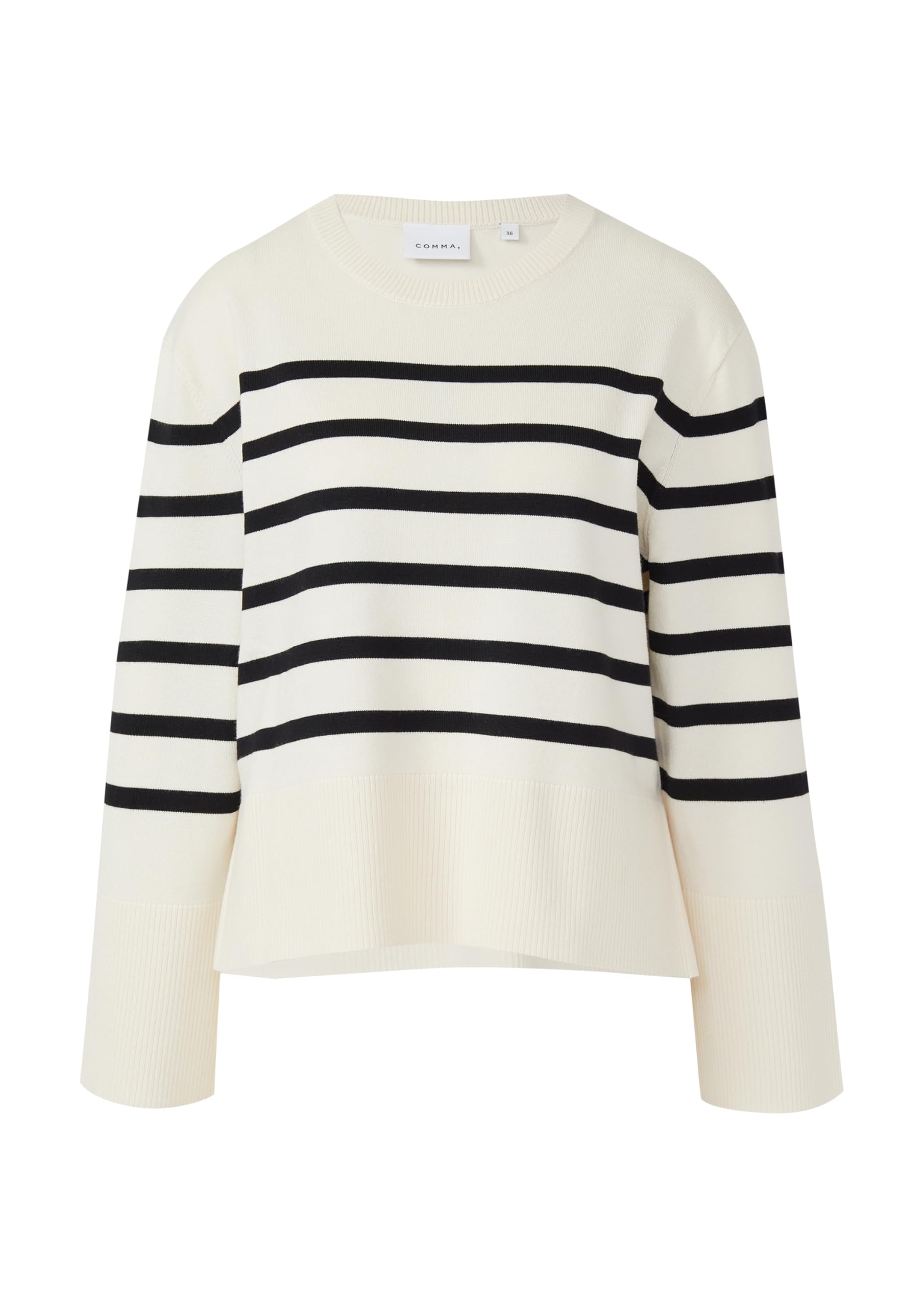 comma-streifenpullover-blau-wei-weite-rmel-strick image 4
